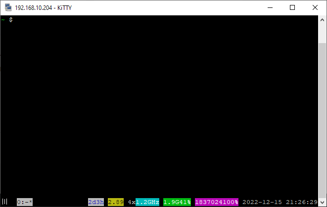 KiTTY Shell after logging in